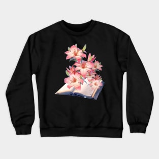 Book Of Flower, Flower Book, Flower And Book Crewneck Sweatshirt